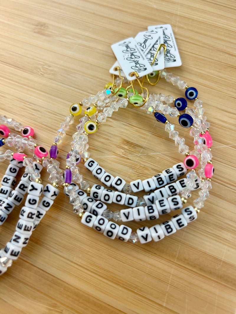 Evil Eye Affirmation Word Bracelet Yoga Word