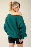 French Terry Fleece Off Shoulder Top