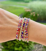 4th of July RWB Beaded Stretchy Bracelets