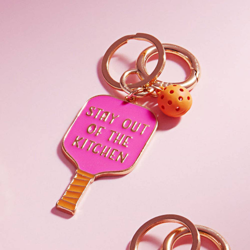 STAY OUT OF THE KITCHEN Message Enamel Pickleball Bag Charm