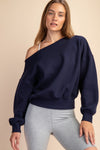 French Terry Fleece Off Shoulder Top