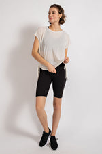 Poly Linen Short Sleeves top with drawstring