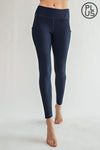 Plus Size Nylon Ribbed Pocket Leggings