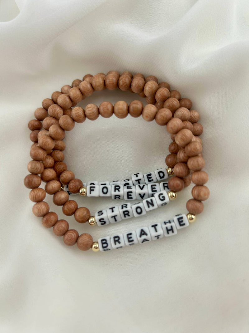 Rosewood Custom Word 14K Gold Filled Beaded Bracelet