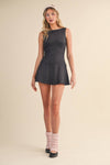 Polka Dot Print A-Line Mini Dress with Drop Waist