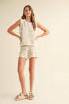 Striped Crochet Tank and Shorts Set