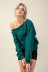 French Terry Fleece Off Shoulder Top