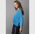 Oversize V-neck Long Sleeve Outseam Solid Top