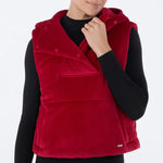Ribbed Velour Puffer Vest