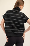 Modal Scuba Stripe Quarter Zip Short Sleeve Pullover