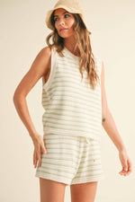 Striped Crochet Tank and Shorts Set