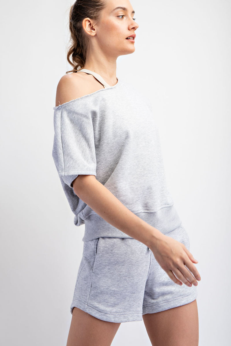 French Terry Off Shoulder Top