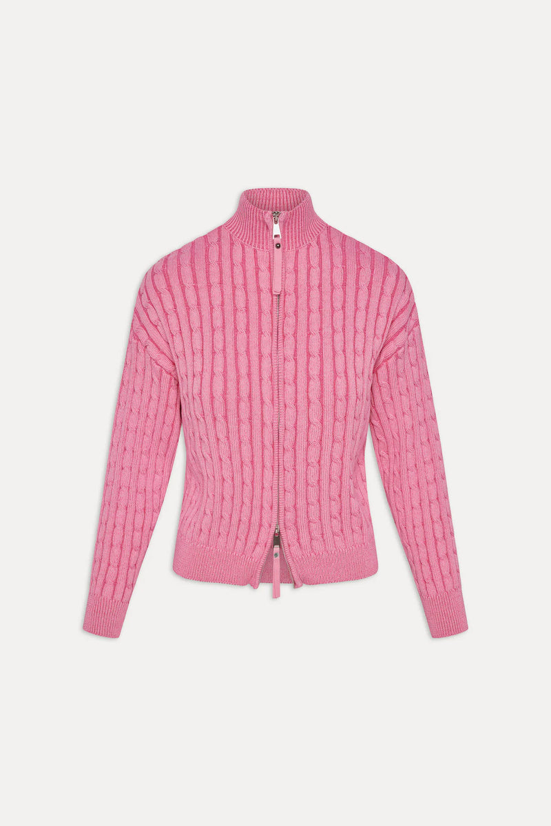 Bea Cable Knit Zip Up Sweater