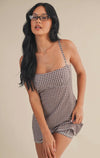 Gingham Print Sweetheart Dress