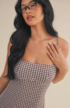 Gingham Print Sweetheart Dress