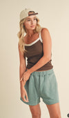 Classic Ribbed Tank Top with Contrast Binding