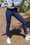 Plus Size Nylon Ribbed Pocket Leggings