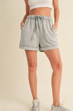 High Waisted Mineral Wash Shorts