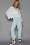 Oversize V-neck Long Sleeve Outseam Solid Top