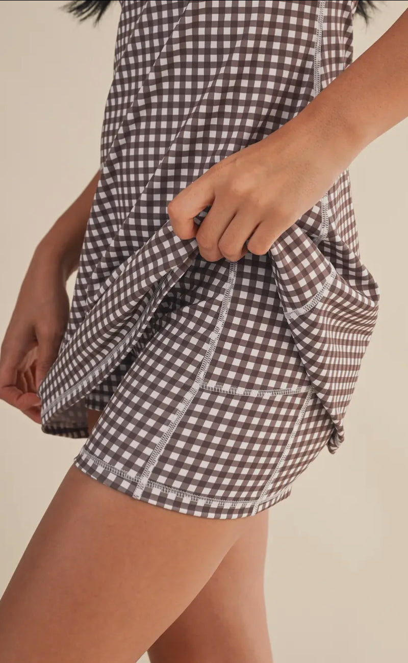 Gingham Print Sweetheart Dress