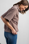 Modal Poly Span Scuba Short Sleeves Cowl Neck Top