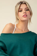 French Terry Fleece Off Shoulder Top