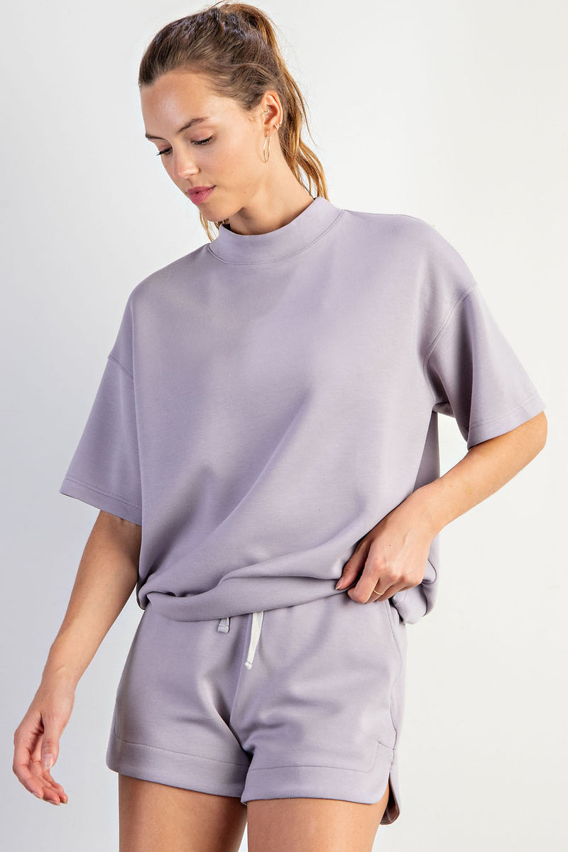 Modal Poly Span Mock Neck Short Sleeve Top