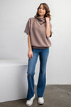 Modal Poly Span Scuba Short Sleeves Cowl Neck Top