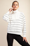 Modal Poly Span Stripe Quarter Zip Mock Neck Pullover