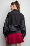 Parachute Half Zipper Long Sleeves Color Block Jacket