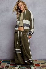 Vintage washing overlock stitch point jogger Pants