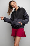 Parachute Half Zipper Long Sleeves Color Block Jacket