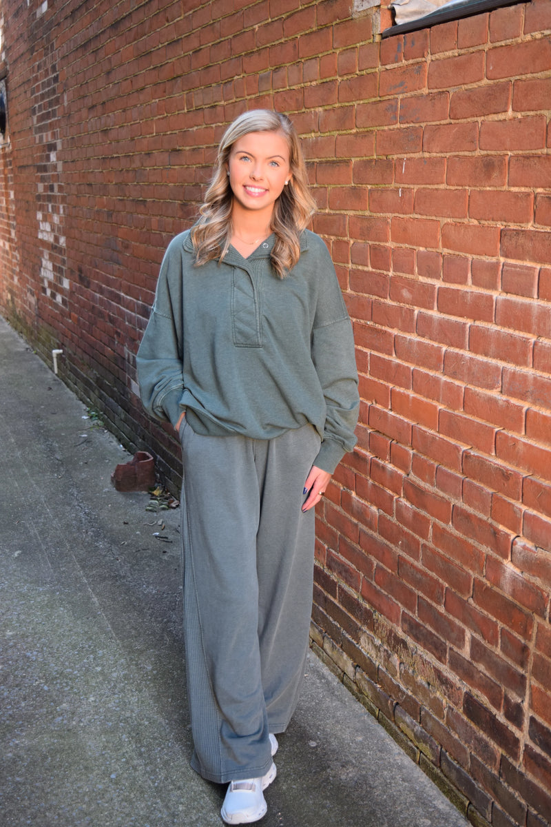 French Terry Waffle Wide Pant