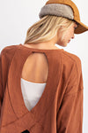 Cotton Open Back Long Sleeve Top