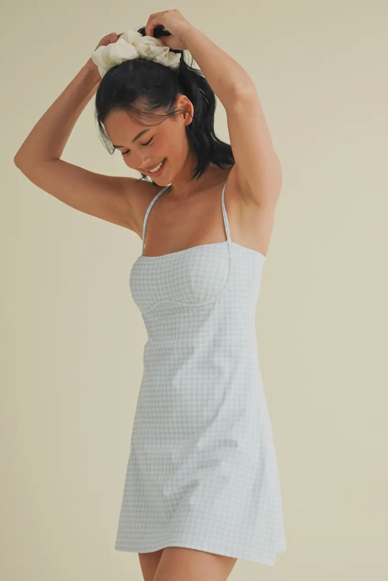 Gingham Print Sweetheart Dress
