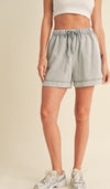 High Waisted Mineral Wash Shorts