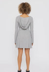 Ribbed Lettuce Hem Hooded Dress