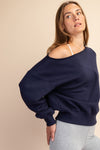 French Terry Fleece Off Shoulder Top