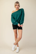 French Terry Fleece Off Shoulder Top