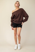 French Terry Fleece Off Shoulder Top