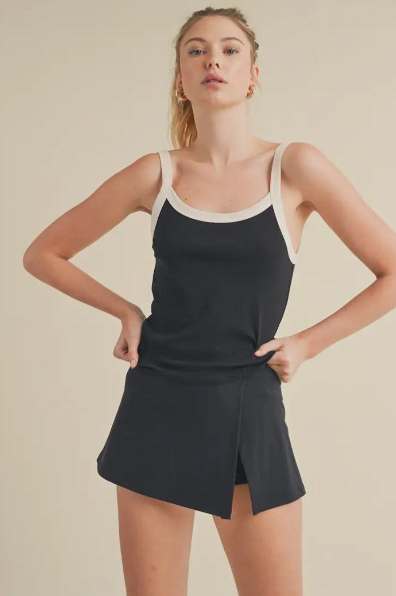 Classic Ribbed Tank Top with Contrast Binding