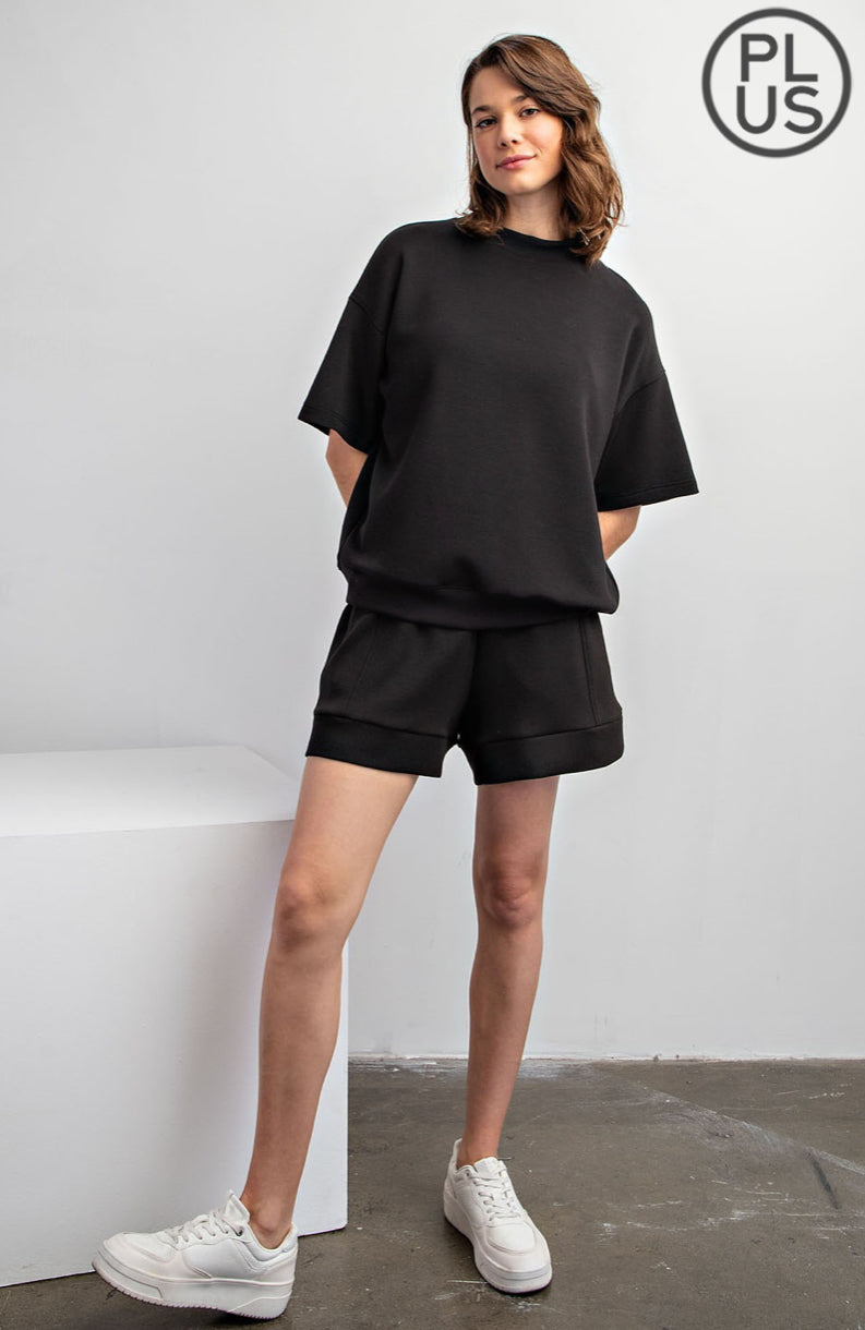 Modal Poly Span Mock Neck Short Sleeve Top