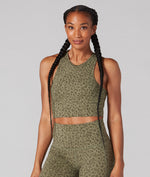 Active Long Line Bra in Olive Leopard