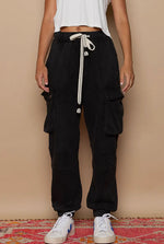 Regular Fit Elastic Openings Drawstring Cargo Joggers