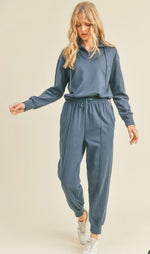 Cotton French Terry Cropped Pullover Set