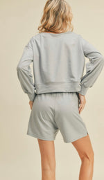 Wide Neck Sweatshirt and Shorts Set