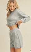 Wide Neck Sweatshirt and Shorts Set