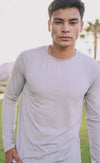 Men Micro-Perforated Stripe Long Sleeve