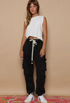Regular Fit Elastic Openings Drawstring Cargo Joggers
