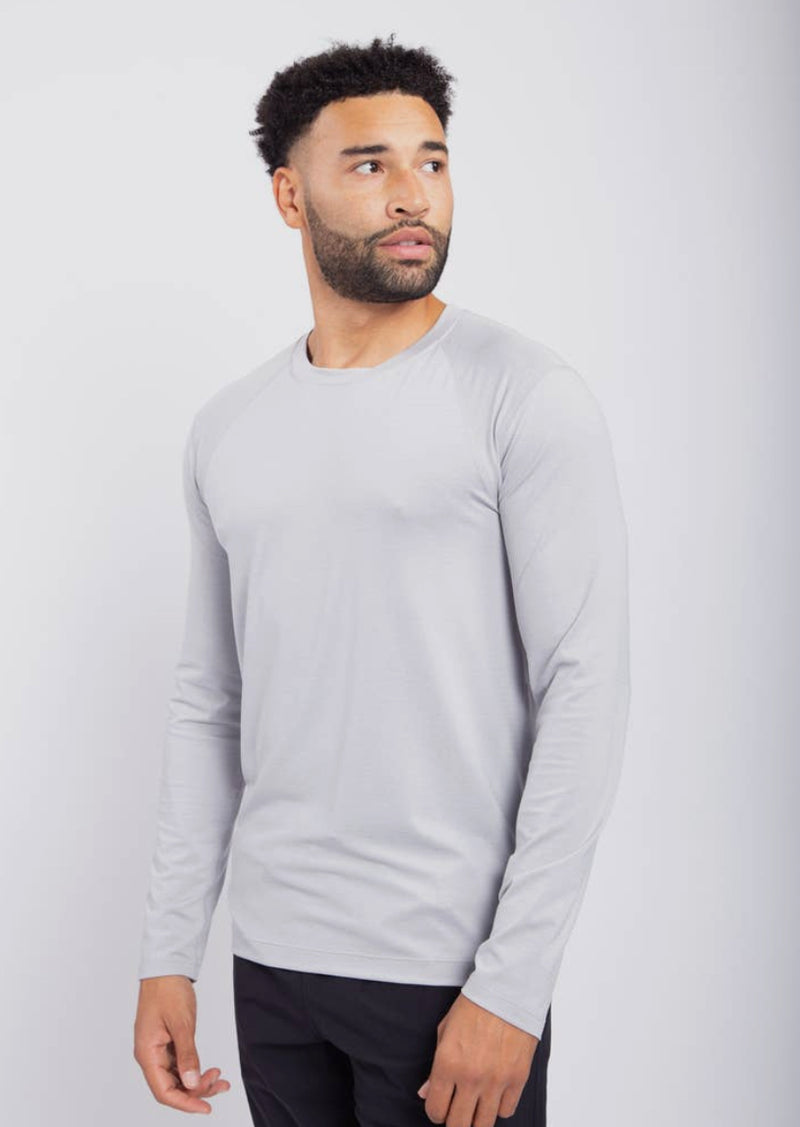 Men Micro-Perforated Stripe Long Sleeve